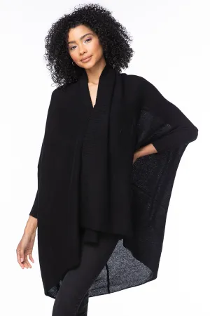 100% Cashmere Cocoon Shawl Jacket in Black