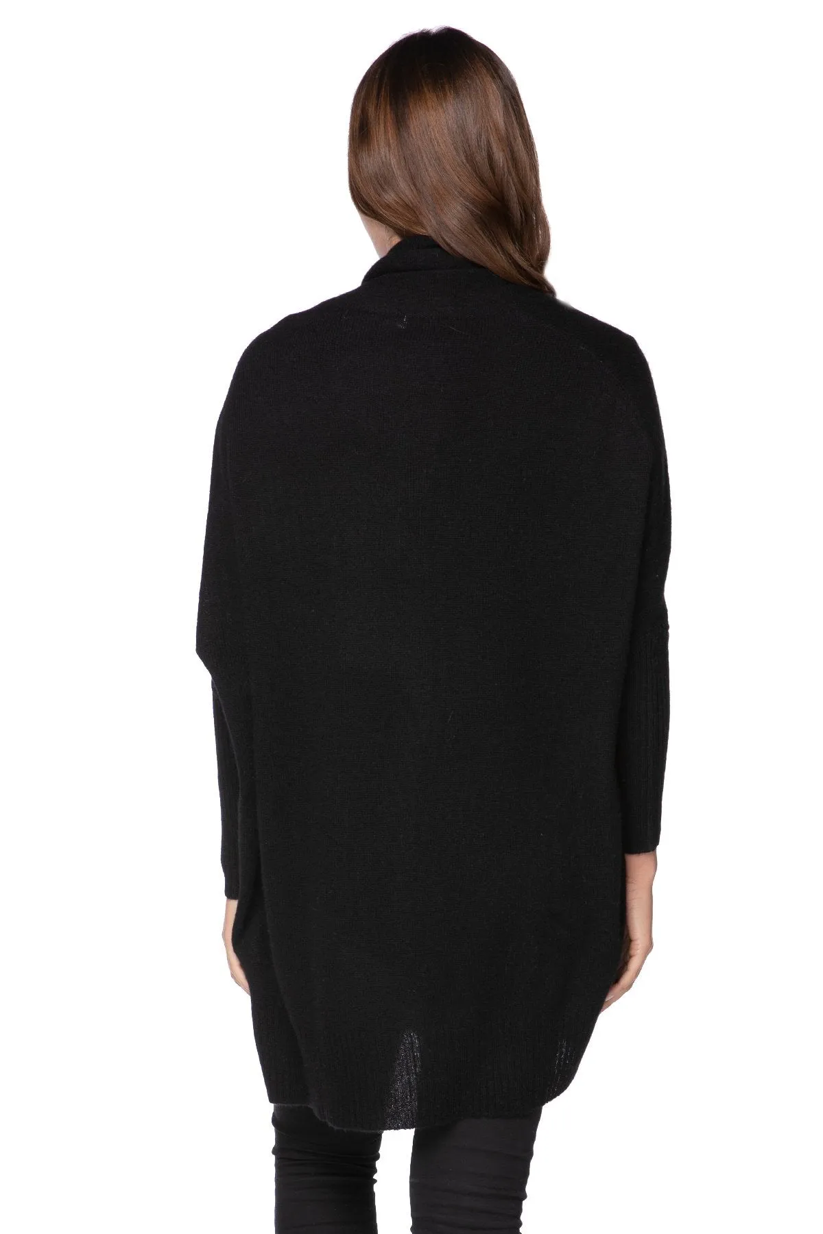 100% Cashmere Cocoon Shawl Jacket in Black