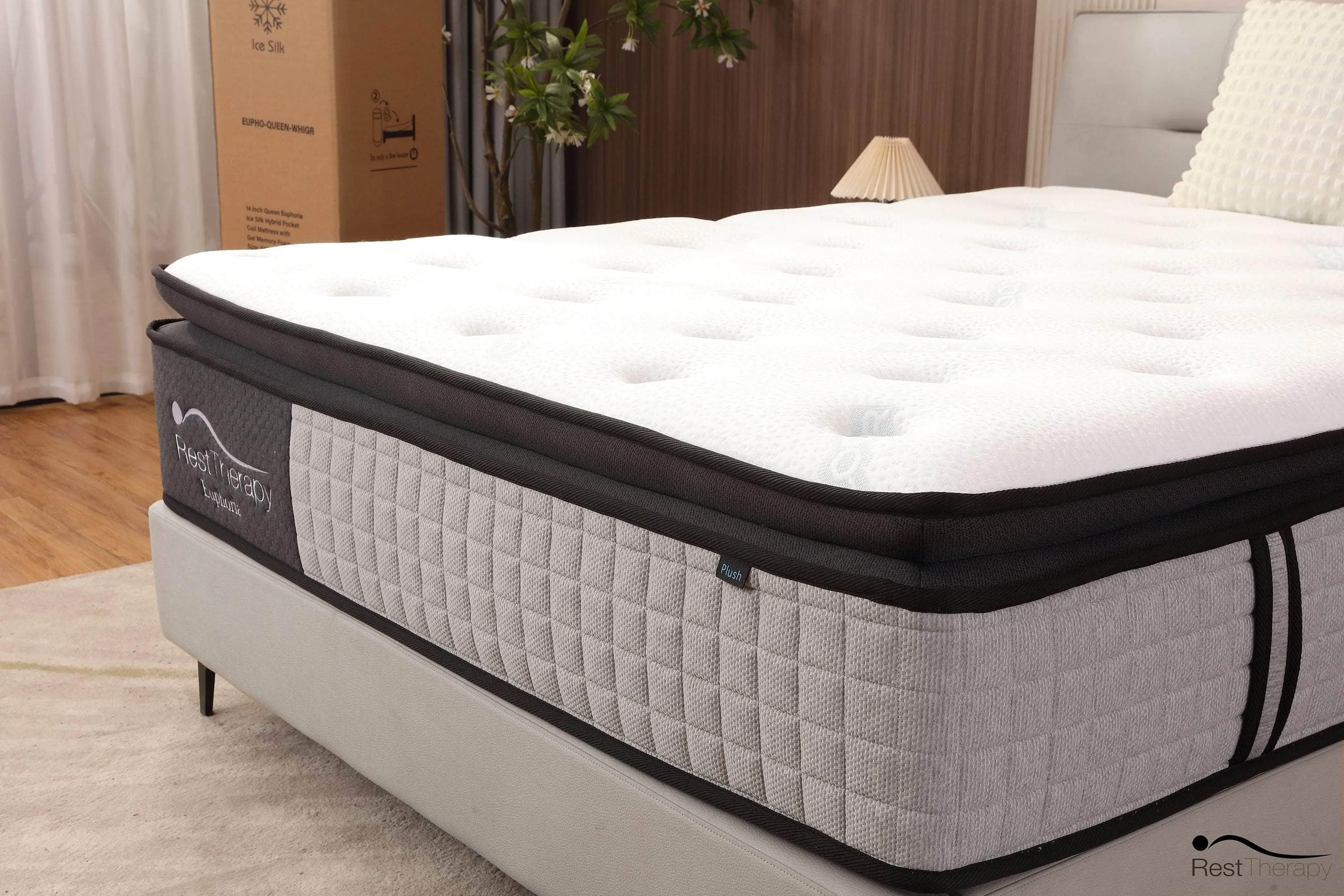 14 Inch Euphoria Cooling Pillow Top Plush Hybrid Pocket Coil Mattress with Cool Gel Memory Foam - Available in 2 Sizes