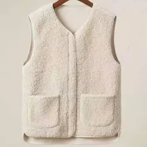 2024 Autumn Fleece Women Vest Waistcoat Winter White Vest Sleeveless Jacket Ladies Warm Thick Sleeveless Vest For Women L-3XL