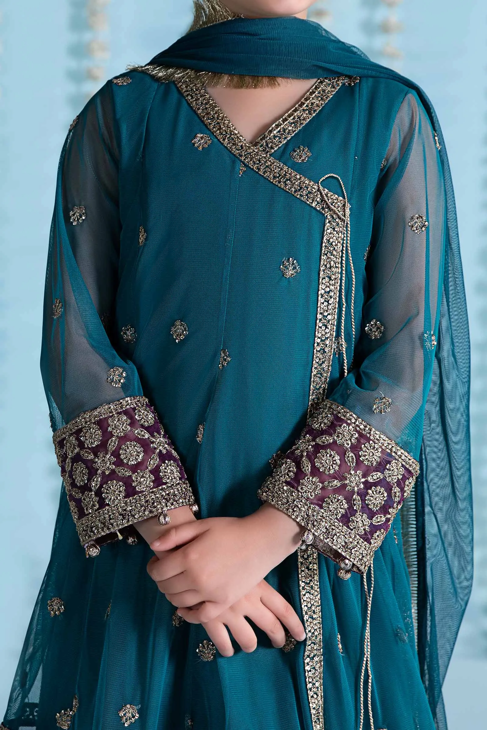 3 Piece Embroidered Net Suit | MKS-EA24-36