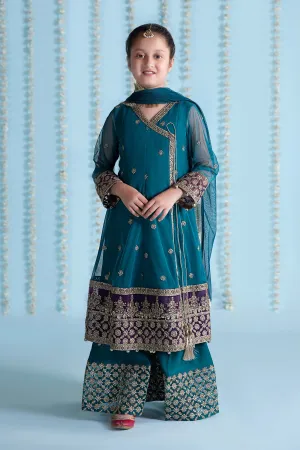 3 Piece Embroidered Net Suit | MKS-EA24-36