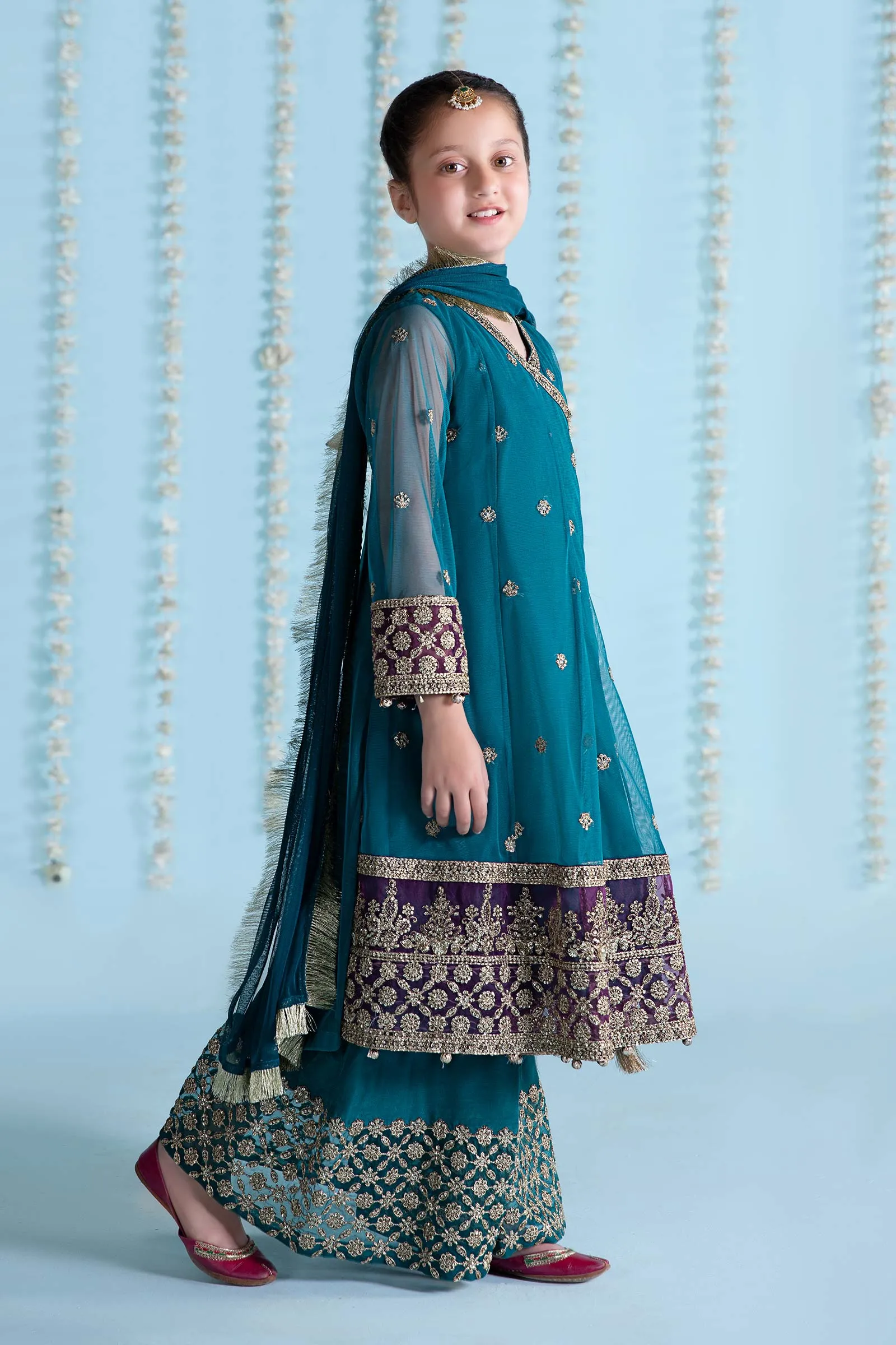 3 Piece Embroidered Net Suit | MKS-EA24-36