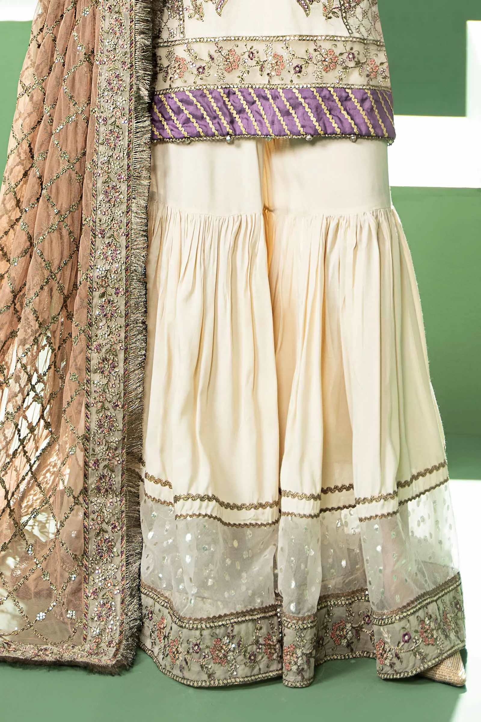 3 Piece Embroidered Silk Cotton Net Suit | SF-W24-45