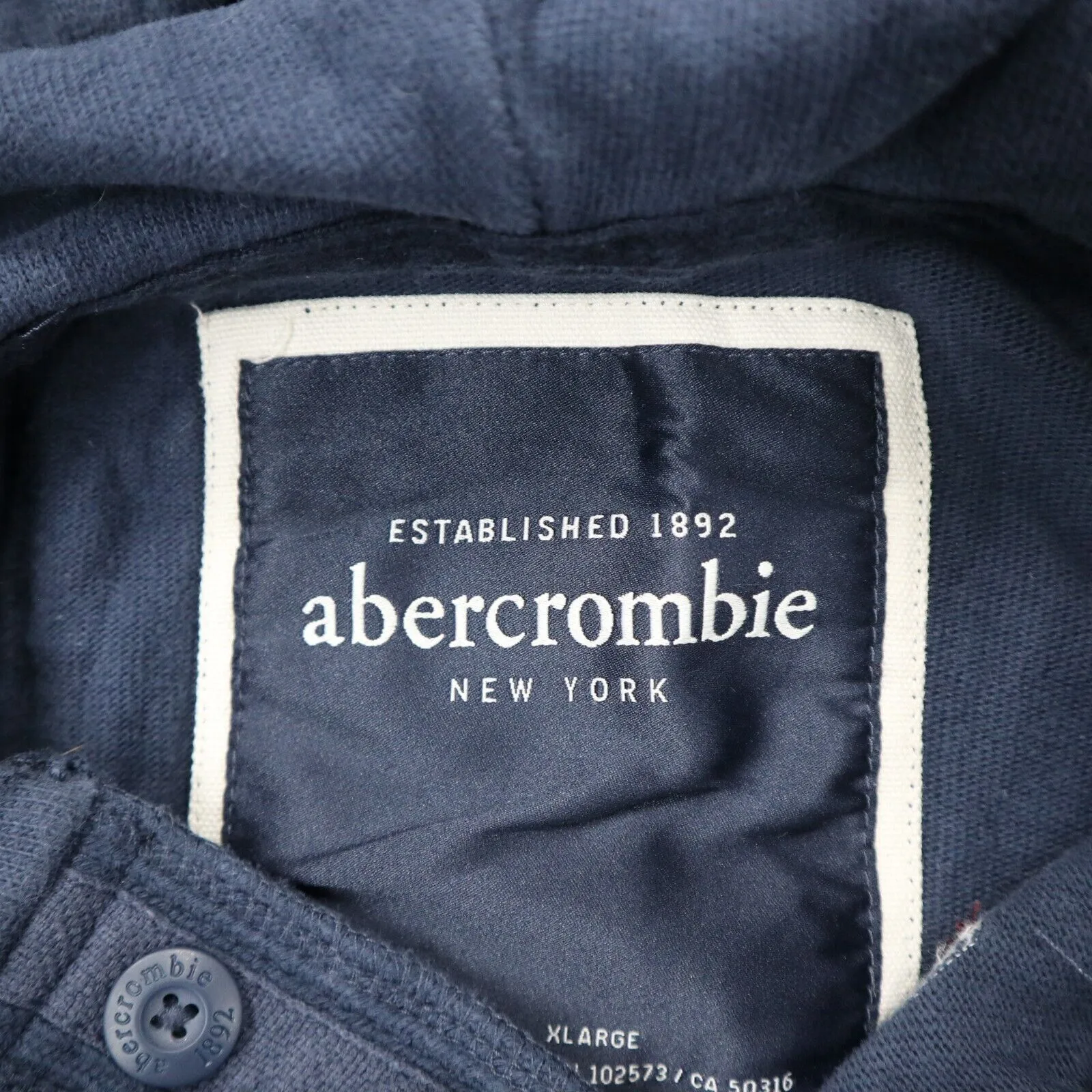 Abercrombie Womens Hoodie Jacket Long Sleeve 100% Cotton Pockets Blue Size XL