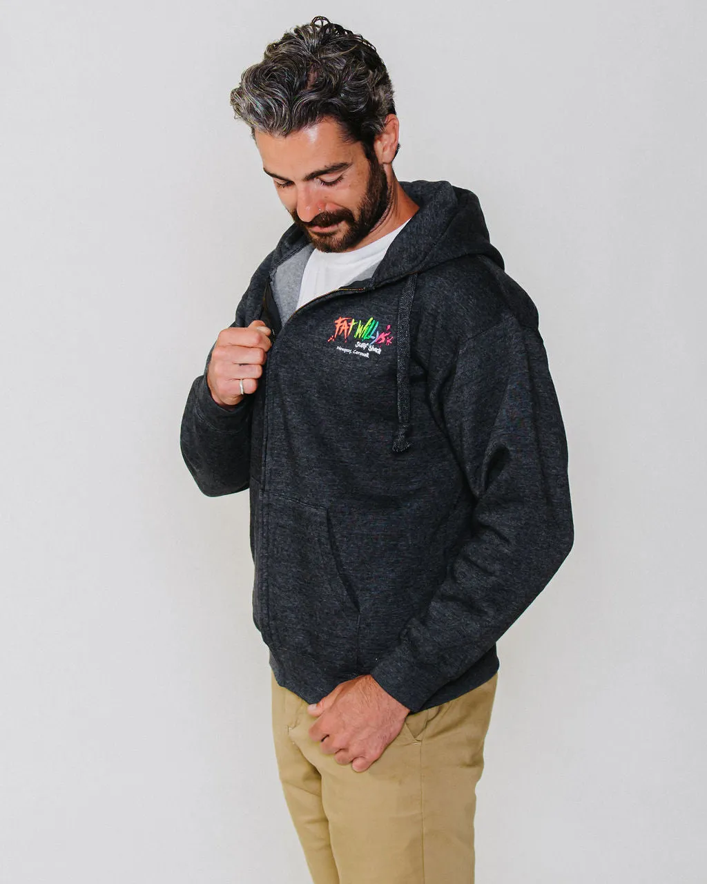 Adult Zip Hoodie Black Melange