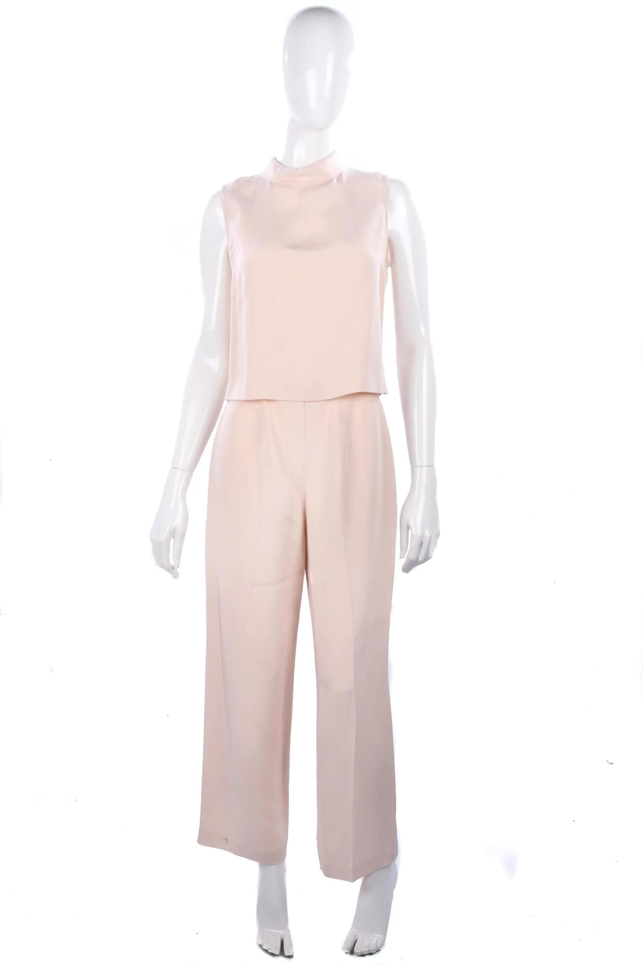 Anne Taylor 100% Silk Sleeveless Top and Trousers Light Pink Size 10P/6P