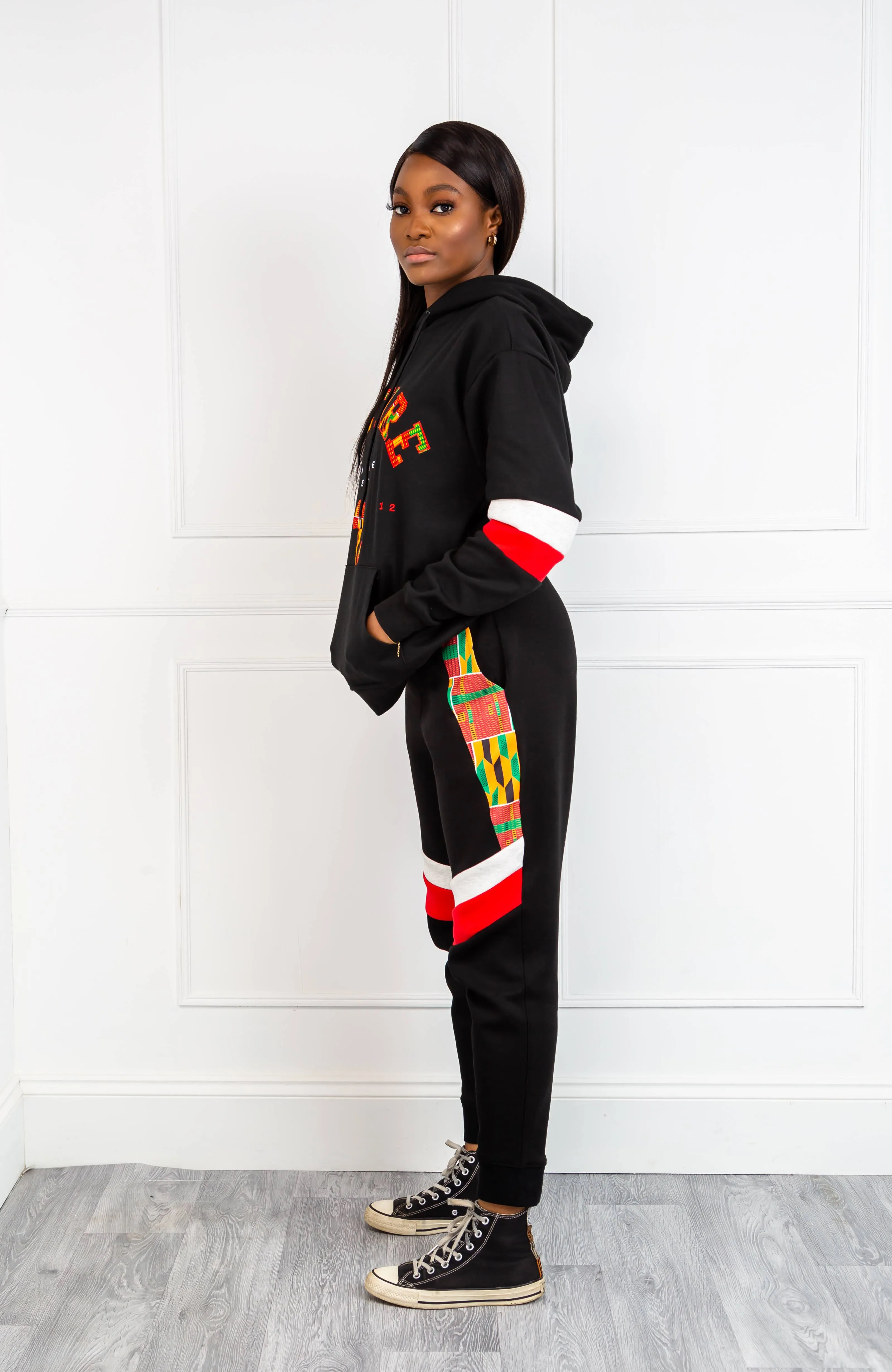 Asymmetric Double Stripe African Print Joggers For Women | KUMASI