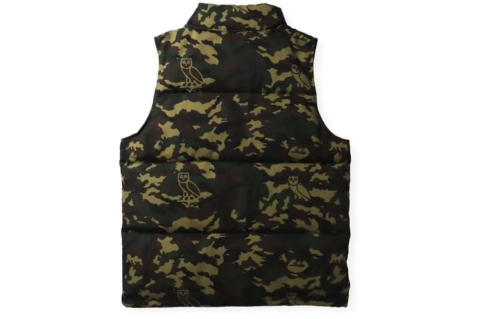 BAPE X OVO WOODLAND CAMO DOWN VEST GREEN