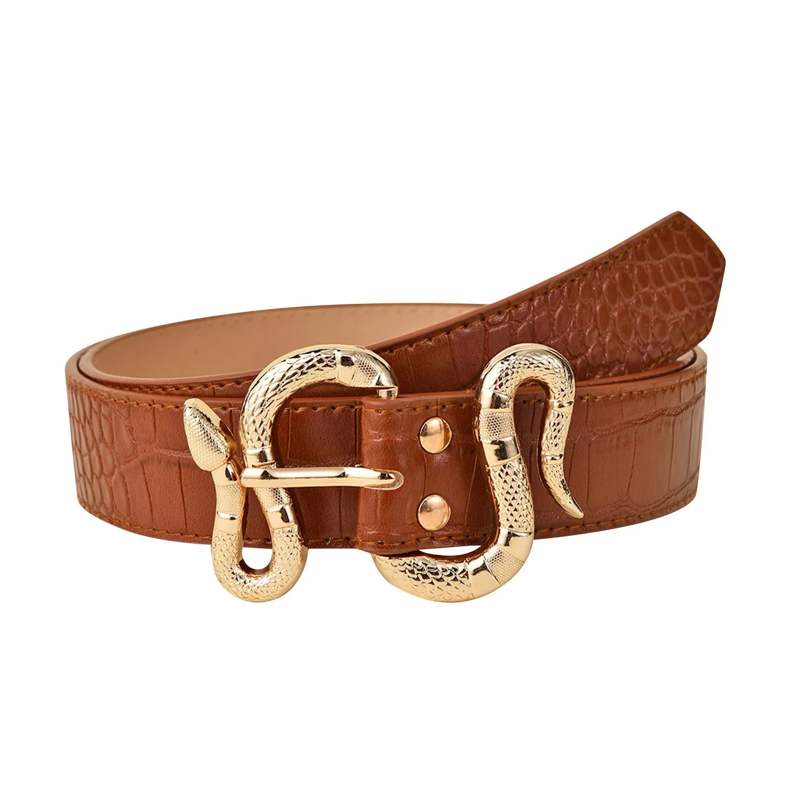 Beatit Women Fashion Waist Belt Snake Design Belt Thin Buckle Leather Waistband