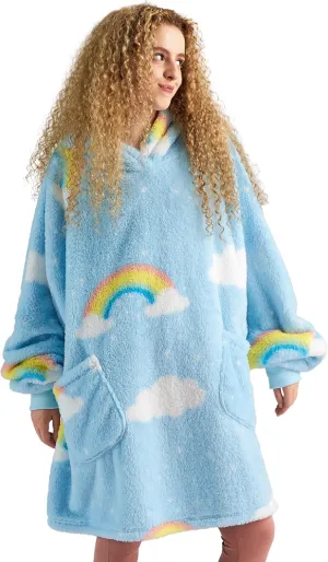 Bedsure Printed Shaggy Sherpa Blanket Hoodie Sea Foam