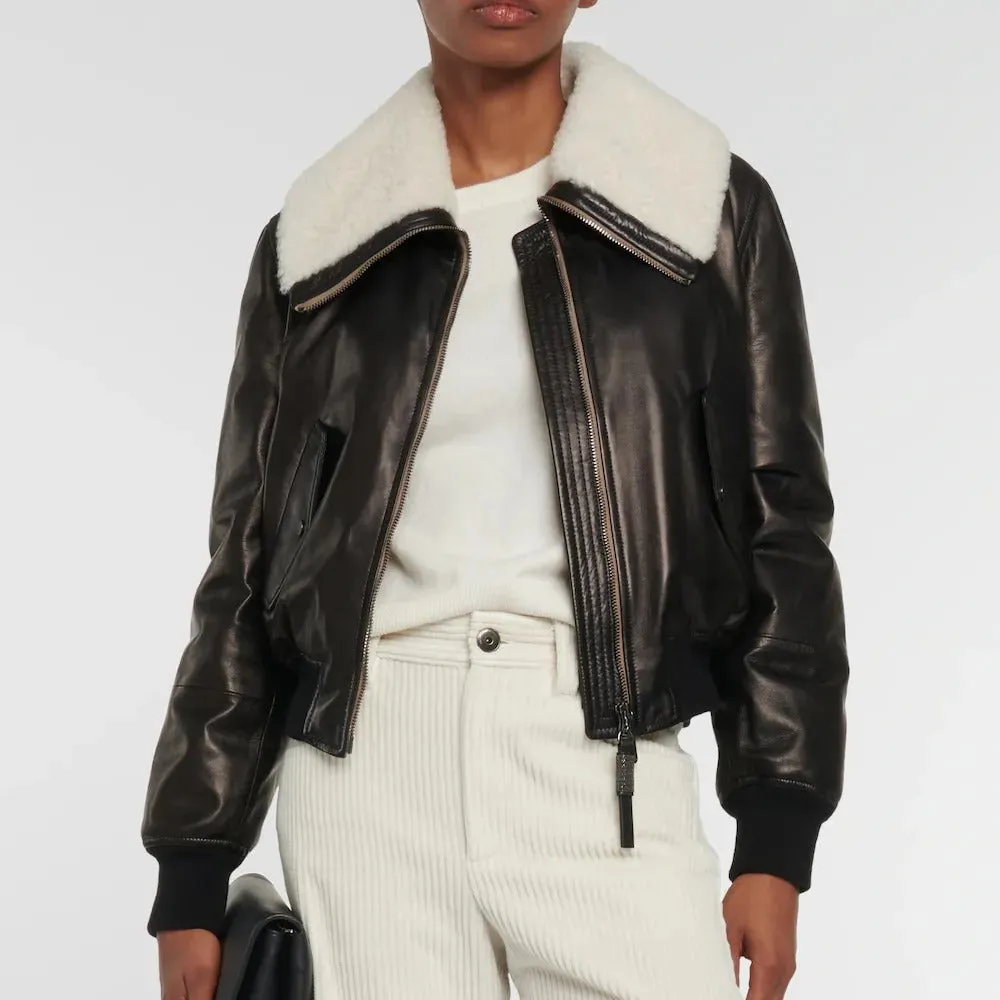 Black Aviator Jacket for Women