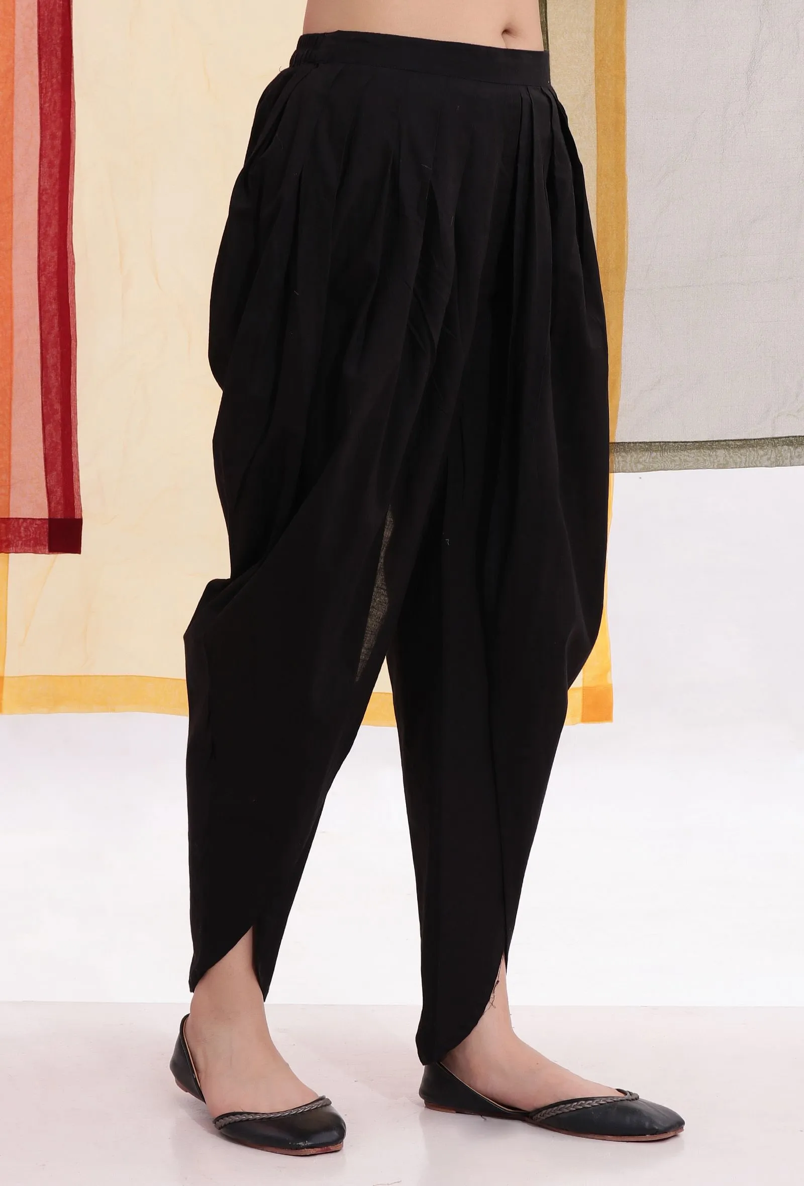 Black Cotton Dhoti Pants