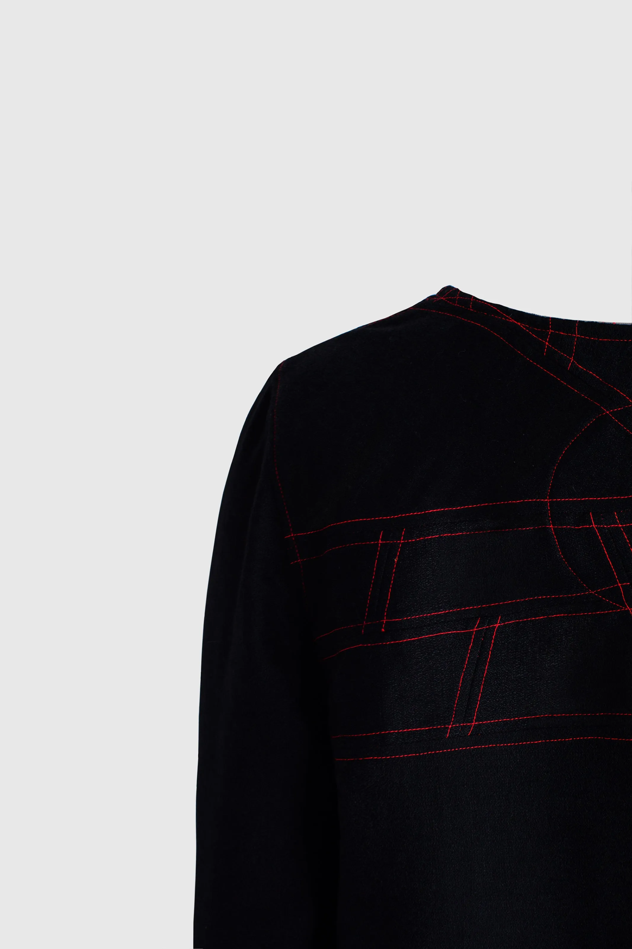 Black Jumper Red Topstitch