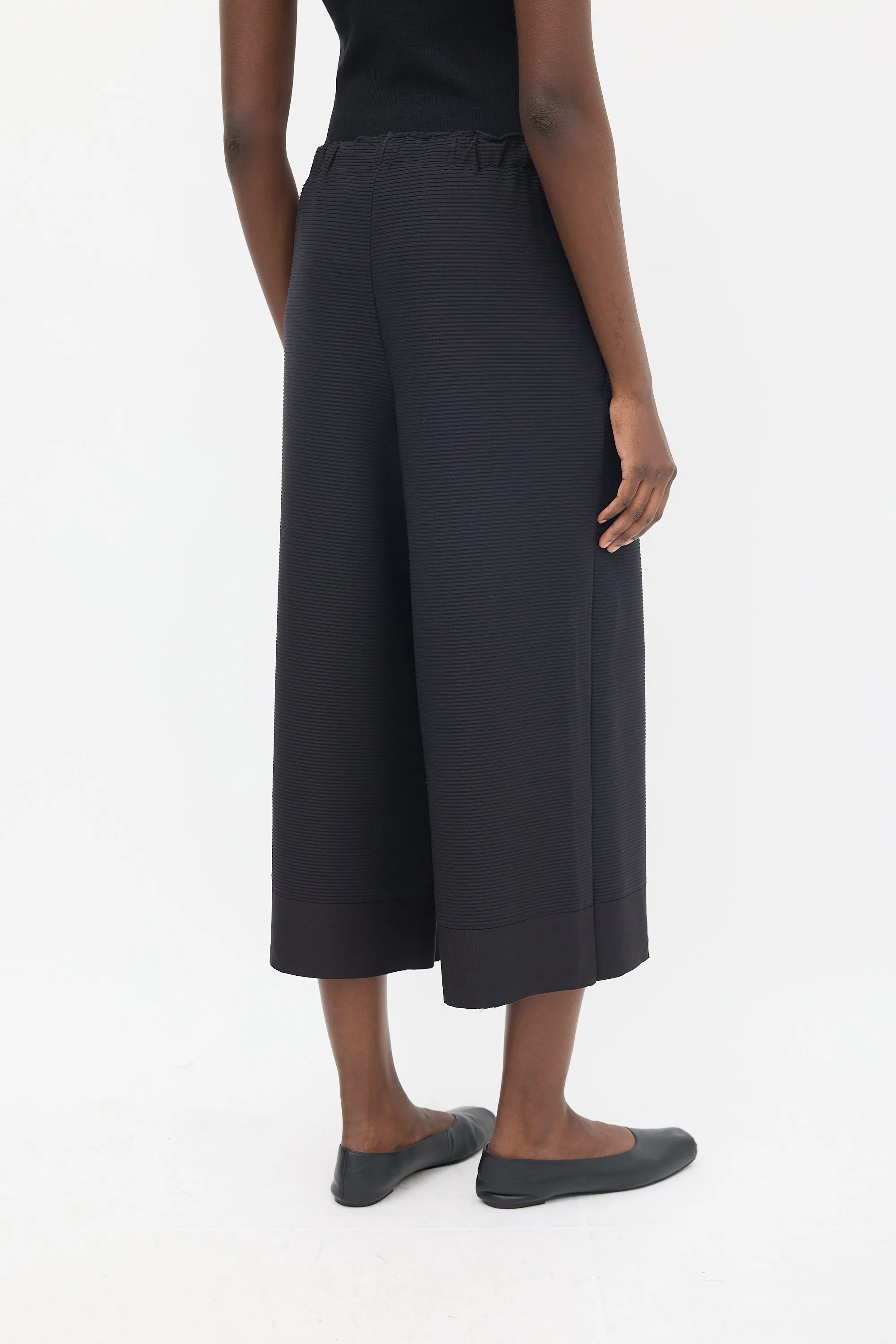 Black Ribbed Wide Leg Pant