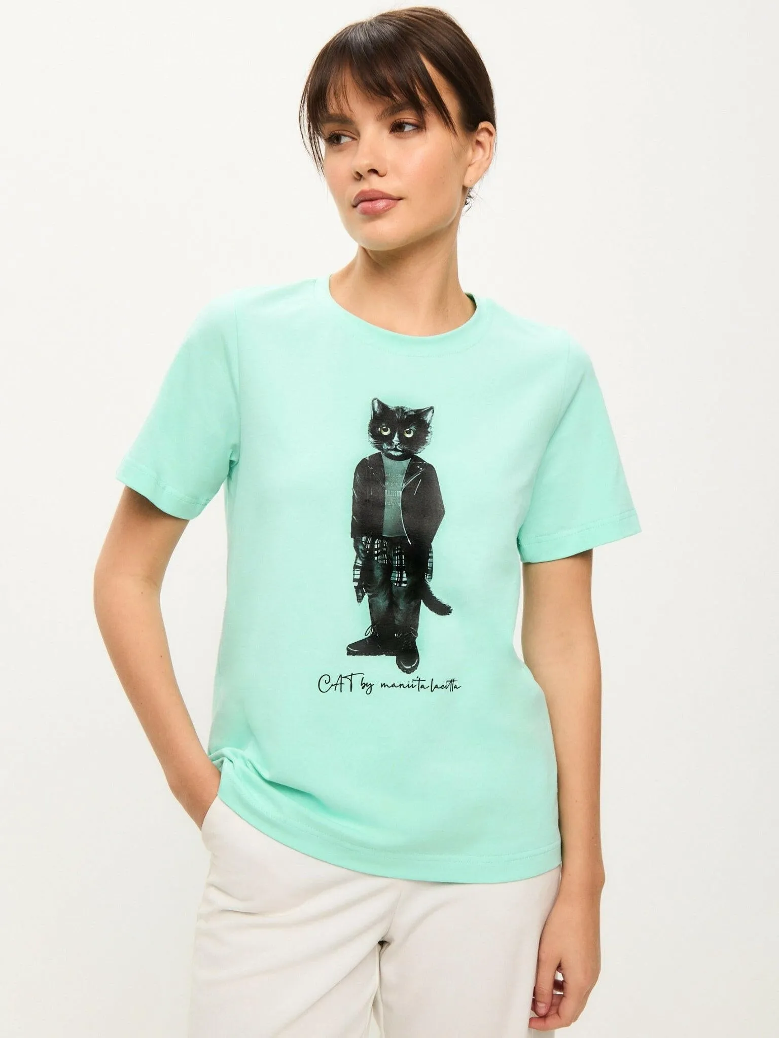 Blue Printed T-shirt ROCKER CAT