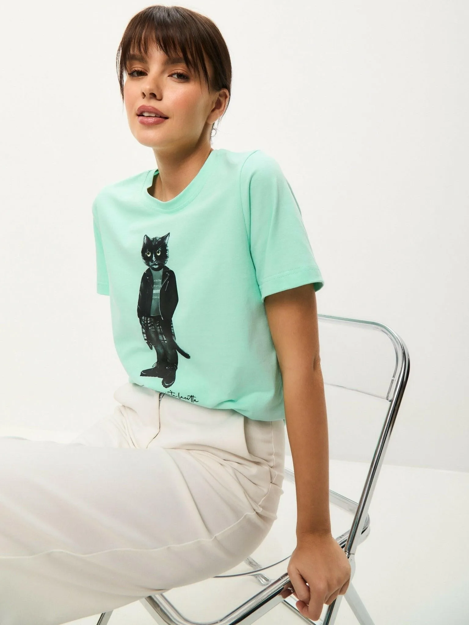 Blue Printed T-shirt ROCKER CAT