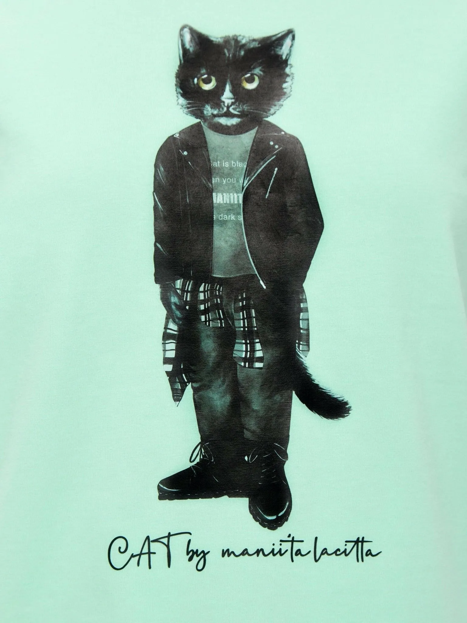 Blue Printed T-shirt ROCKER CAT