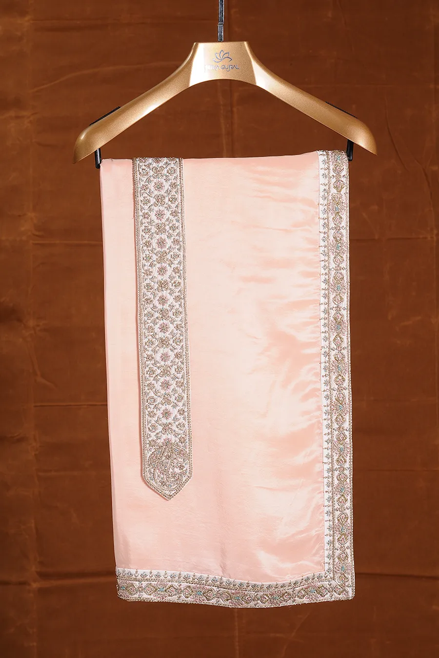 BLUSH PINK TAFETTA SILK EMBROIDERED SHERWANI KURTA TROUSER SET