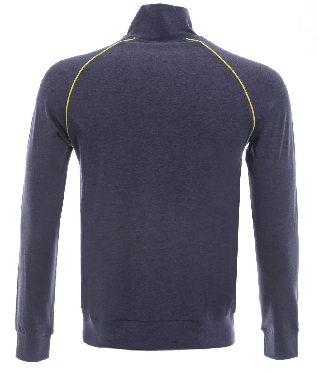 BOSS Mix & Match Jacket Z Sweatshirt in Navy Marl & Lime Green Trim