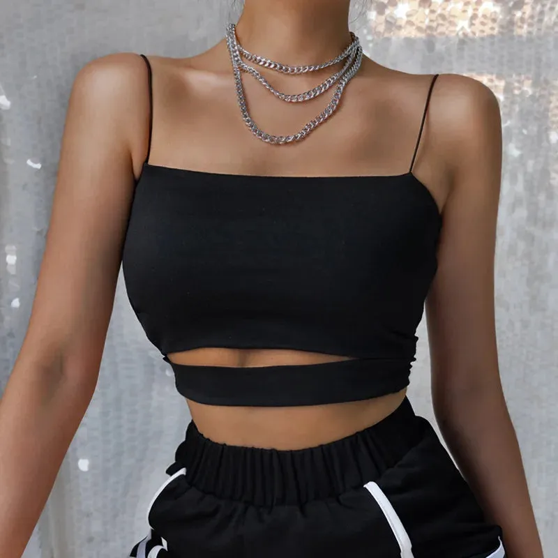 Casual Sleeveless Cut-Out Short Crop Top