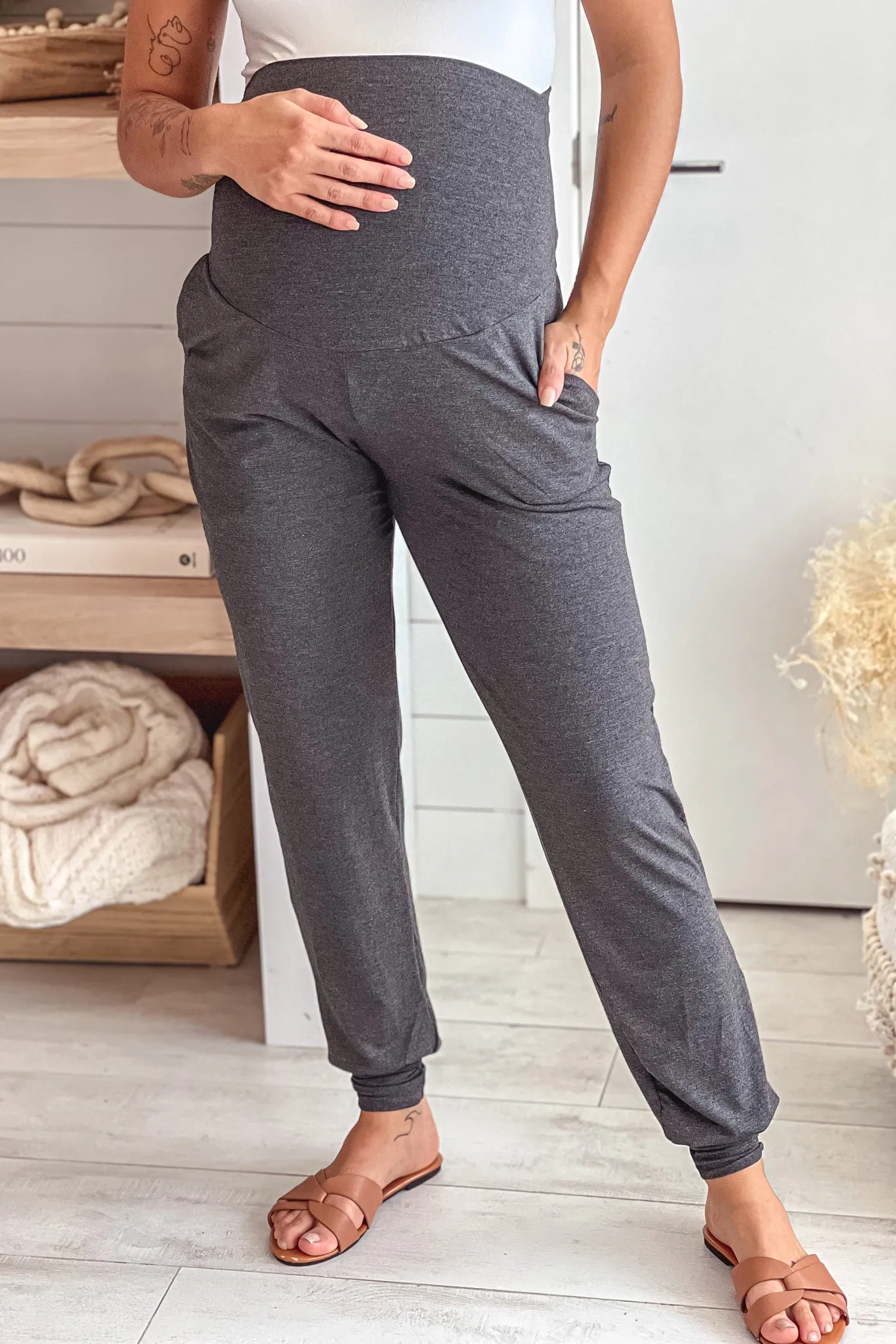 Charcoal Maternity Jogger Pants