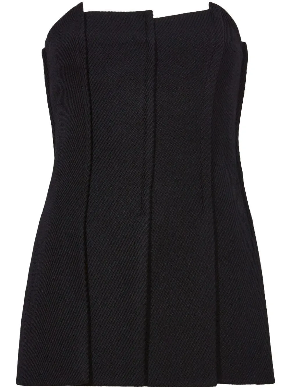 CORINNE STRAPLESS ZIP-UP WOOL TWILL TOP