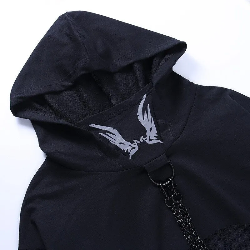 Demon Wings With Metal Chain Hoodie