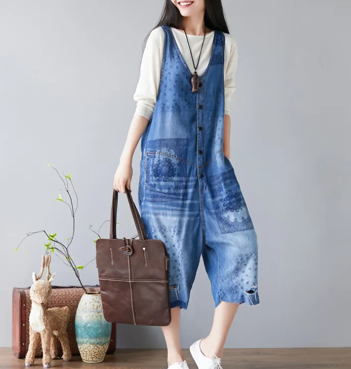 Denim Summer Denim Overall Loose Women Jumpsuits CNHK08024