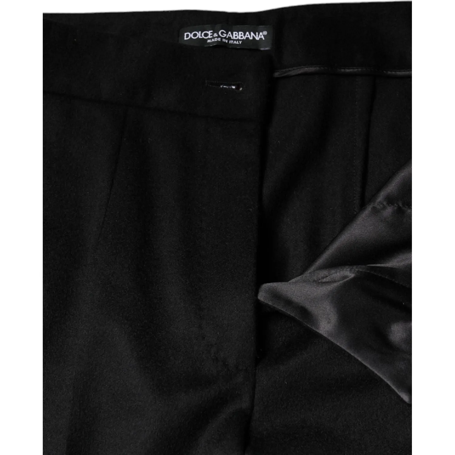 Dolce & Gabbana Black Cashmere Mid Waist Women Boot Cut Pants