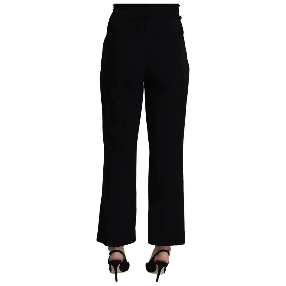 Dolce & Gabbana Black Wool Stretch Cropped Capri Trouser Pants