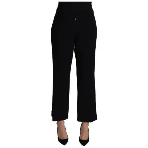 Dolce & Gabbana Black Wool Stretch Cropped Capri Trouser Pants