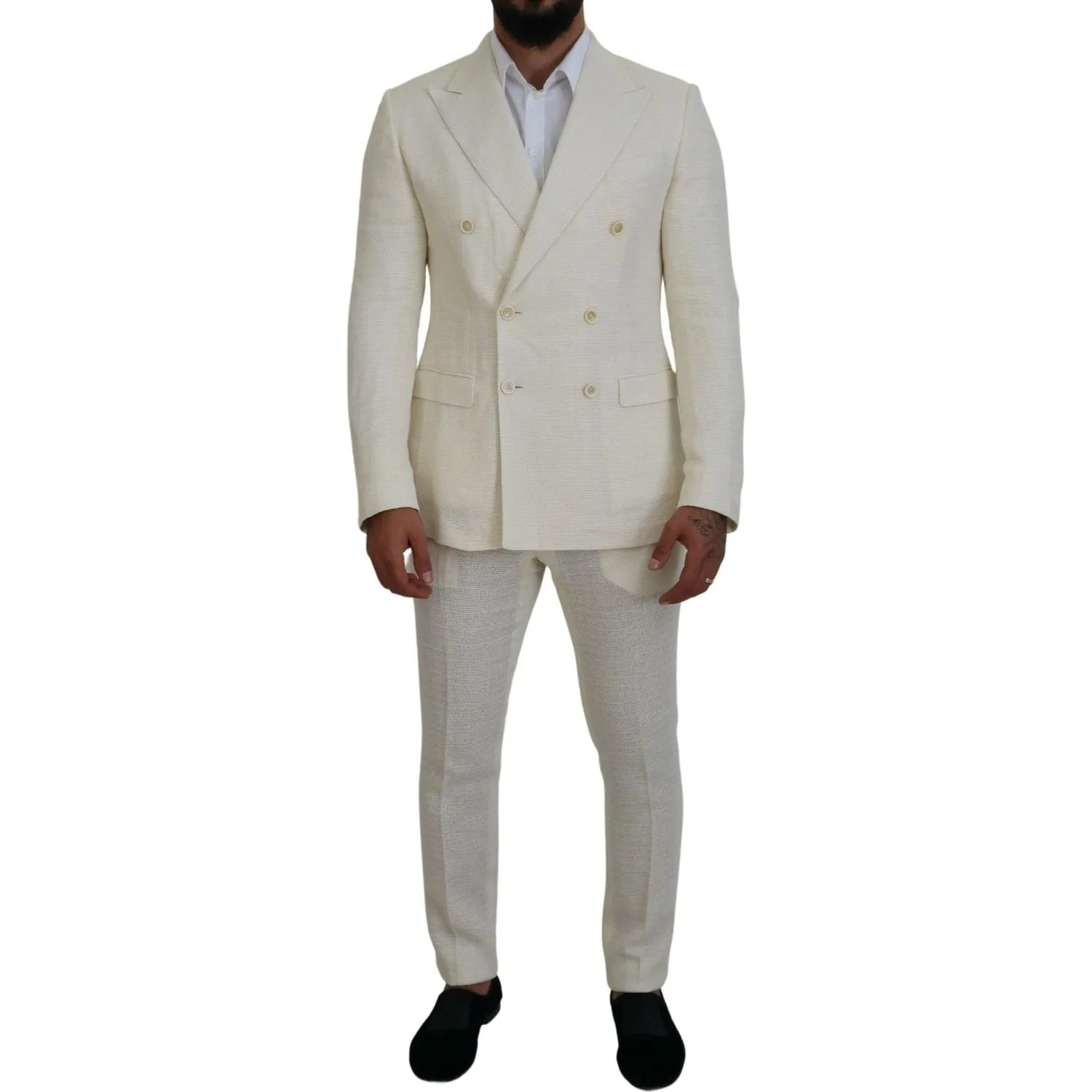 Dolce & Gabbana Elegant Off White Silk-Blend Suit