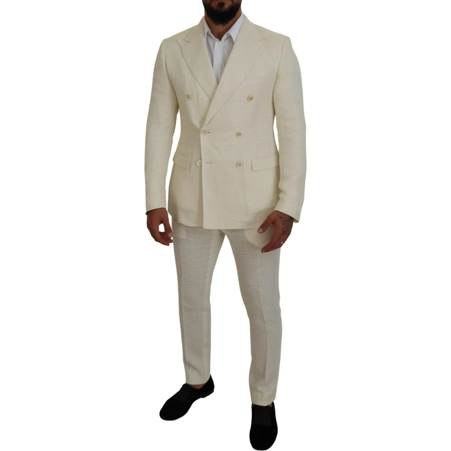 Dolce & Gabbana Elegant Off White Silk-Blend Suit