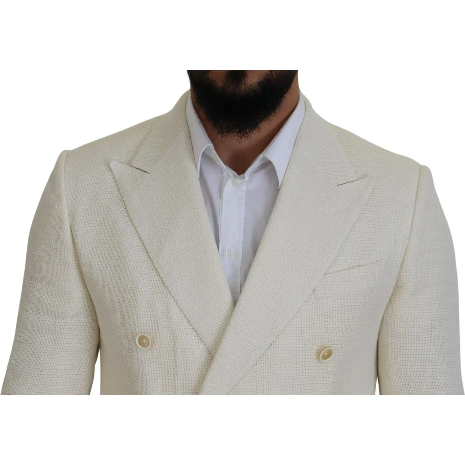 Dolce & Gabbana Elegant Off White Silk-Blend Suit