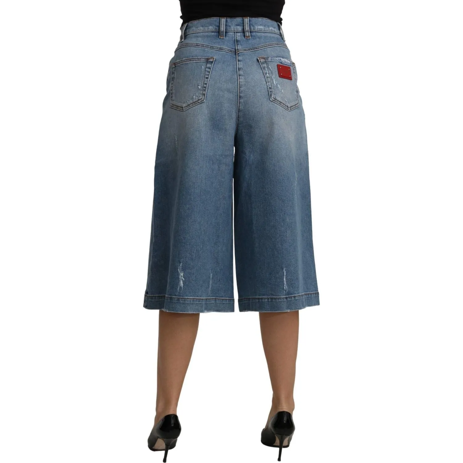 Dolce & Gabbana Elegant Wide Leg Cropped Denim Trousers