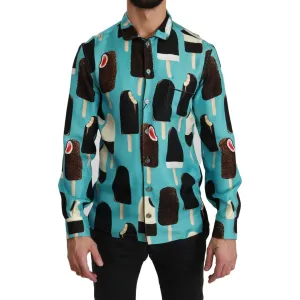 Dolce & Gabbana Exclusive Silk Blend Ice-Cream Print Shirt