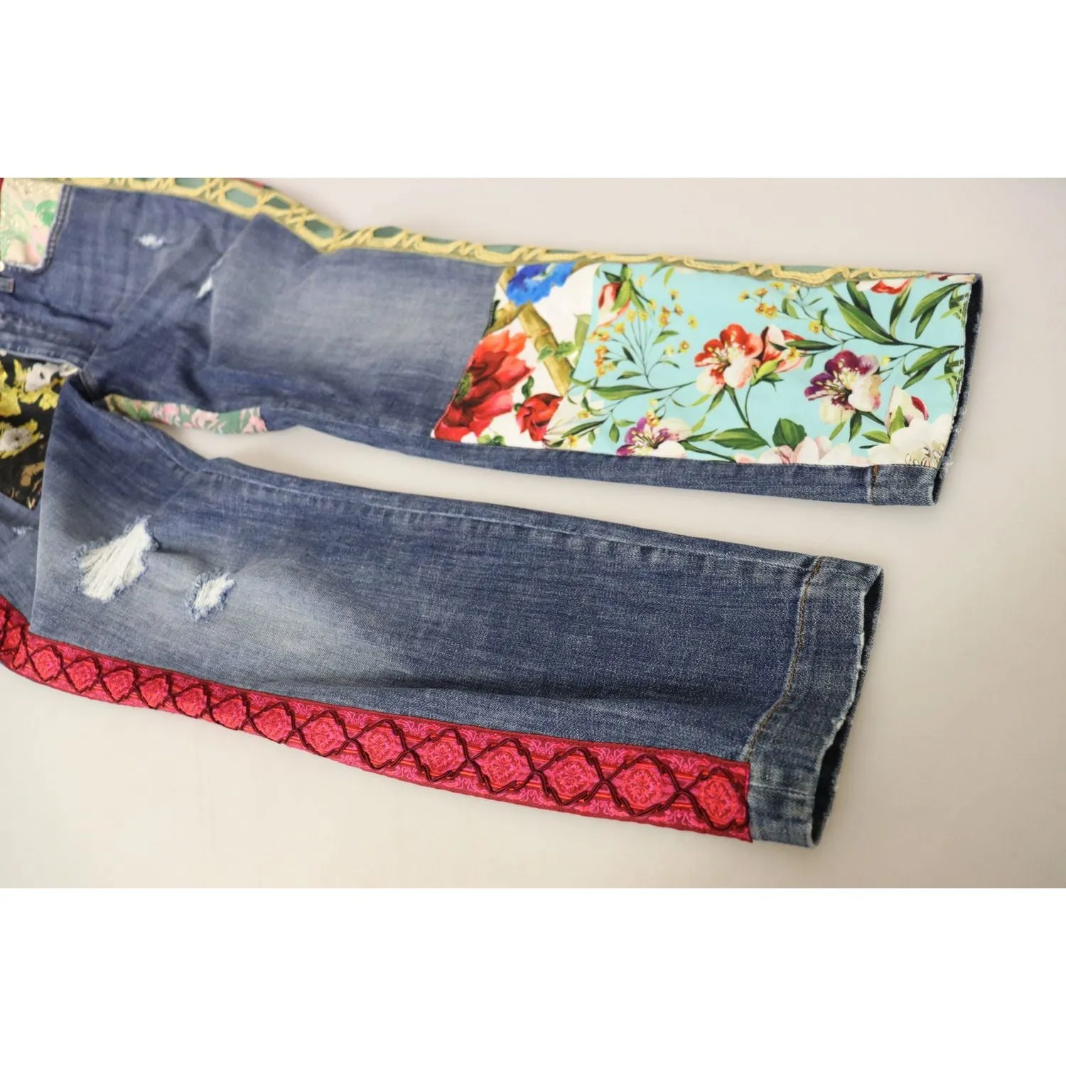 Dolce & Gabbana High Waist Patchwork Skinny Denim