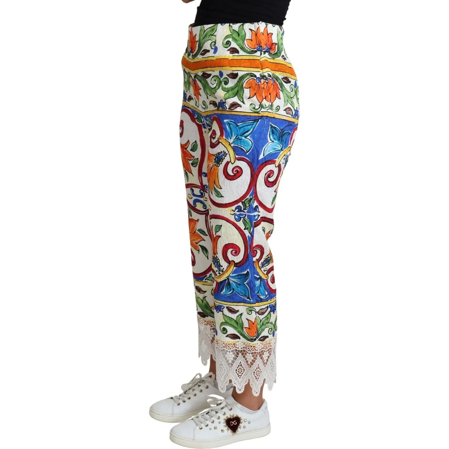 Dolce & Gabbana Majolica High Waist Cropped Trousers