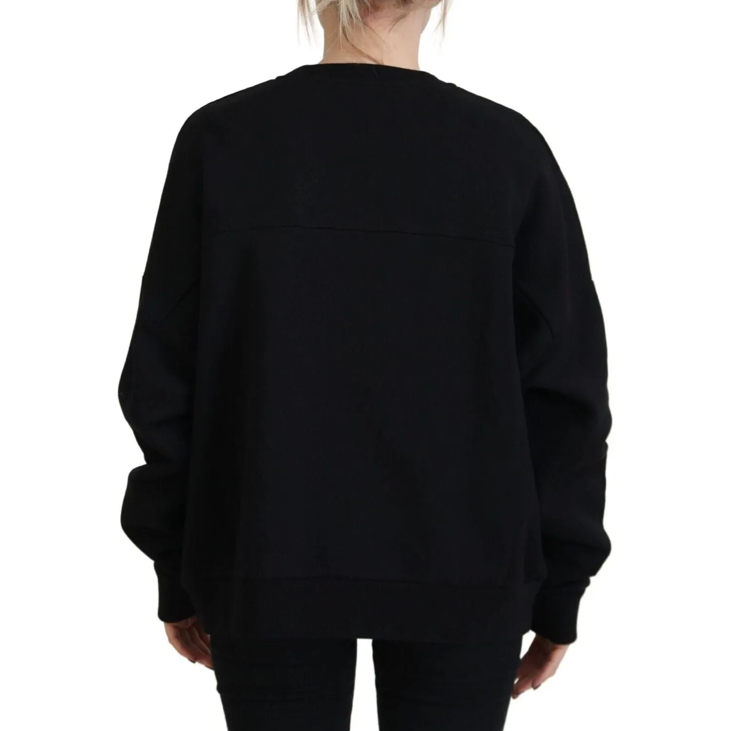 Dsquared² Black Cotton Printed Women Long Sleeve Sweater