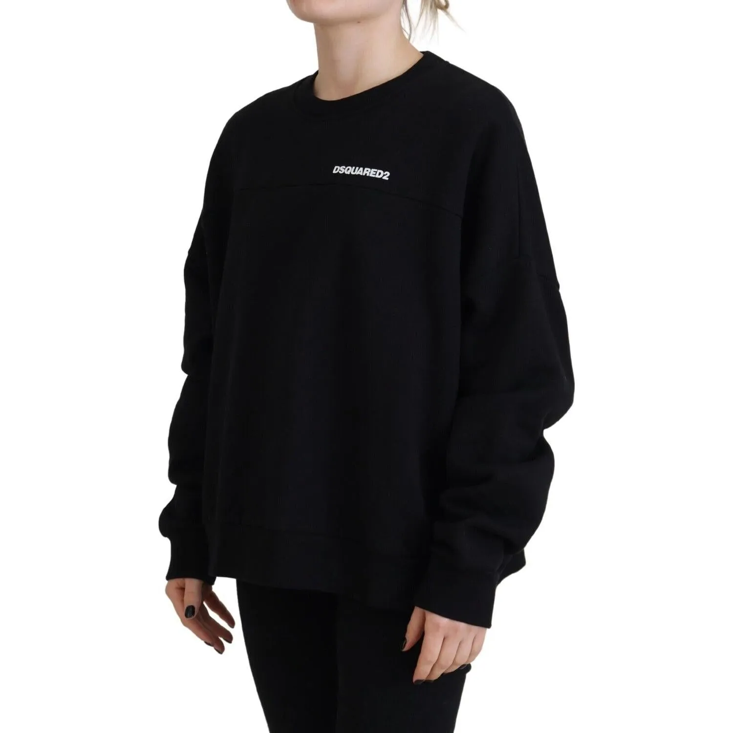 Dsquared² Black Cotton Printed Women Long Sleeve Sweater