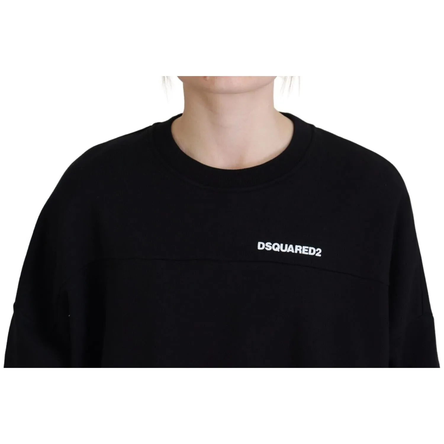 Dsquared² Black Cotton Printed Women Long Sleeve Sweater