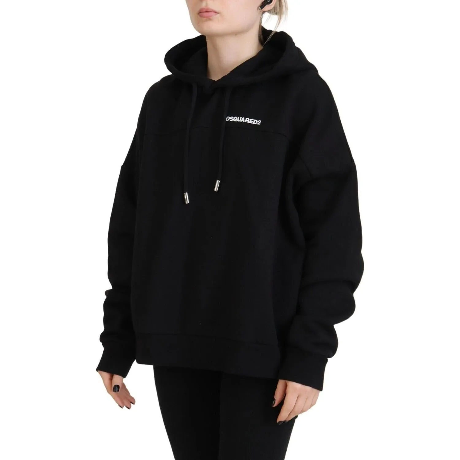 Dsquared² Black Logo Patch Cotton Hoodie Sweatshirt Sweater