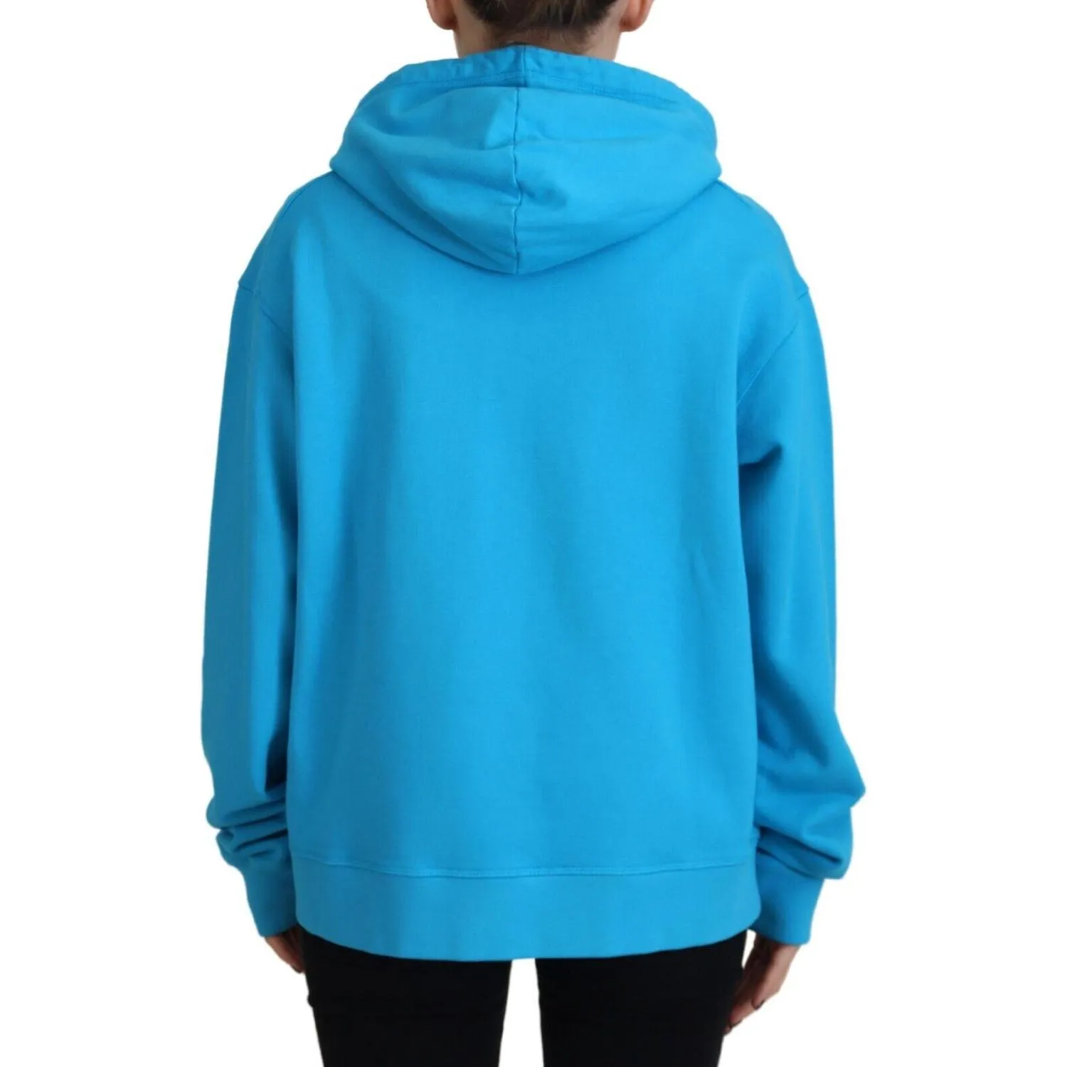 Dsquared² Blue Logo Print Cotton Hoodie Sweatshirt Sweater