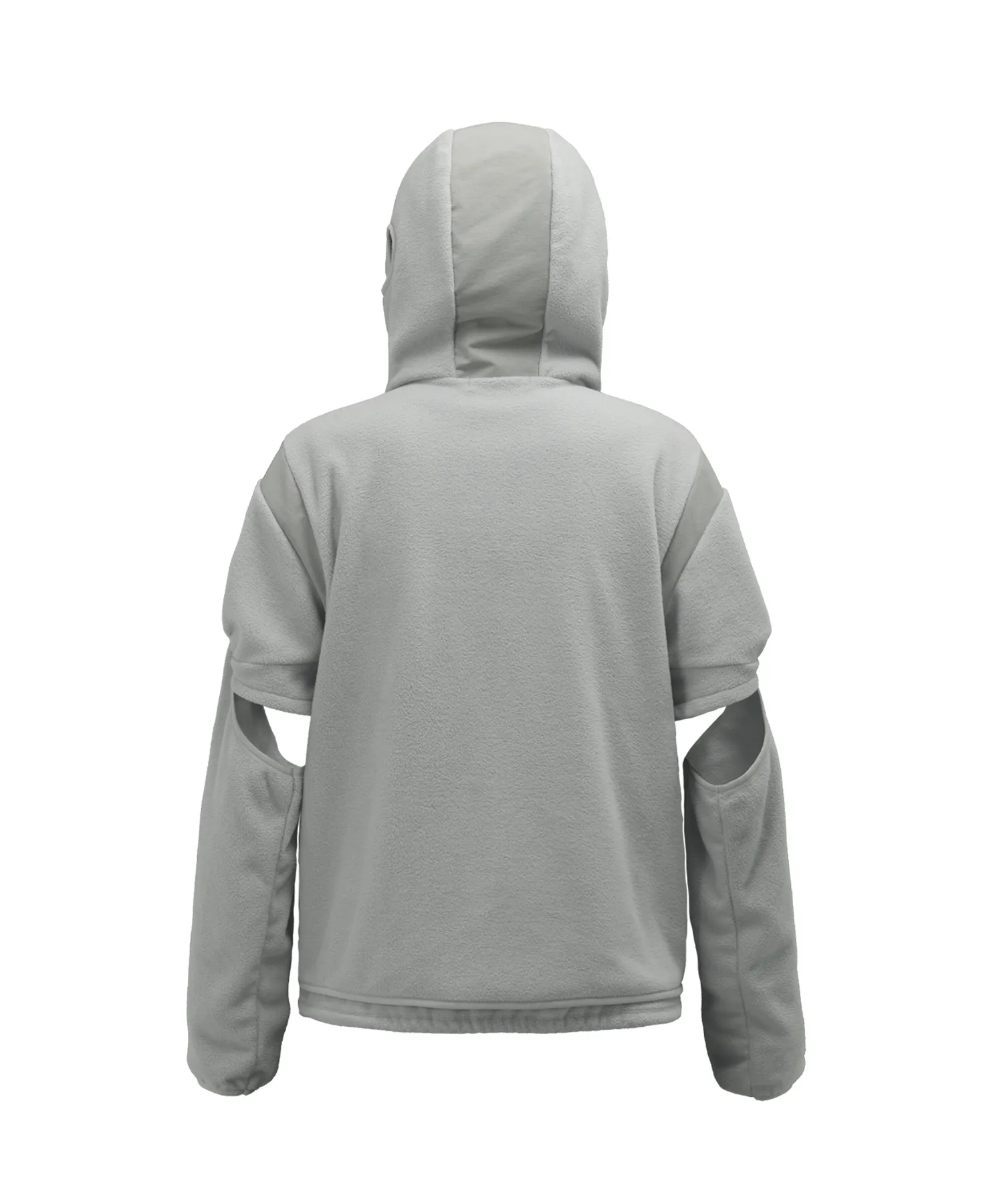 Ear hole hoodie fleece zip-up