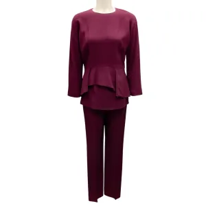 Elie Saab Plum Crepe Blouse and Pants Two-Piece Set