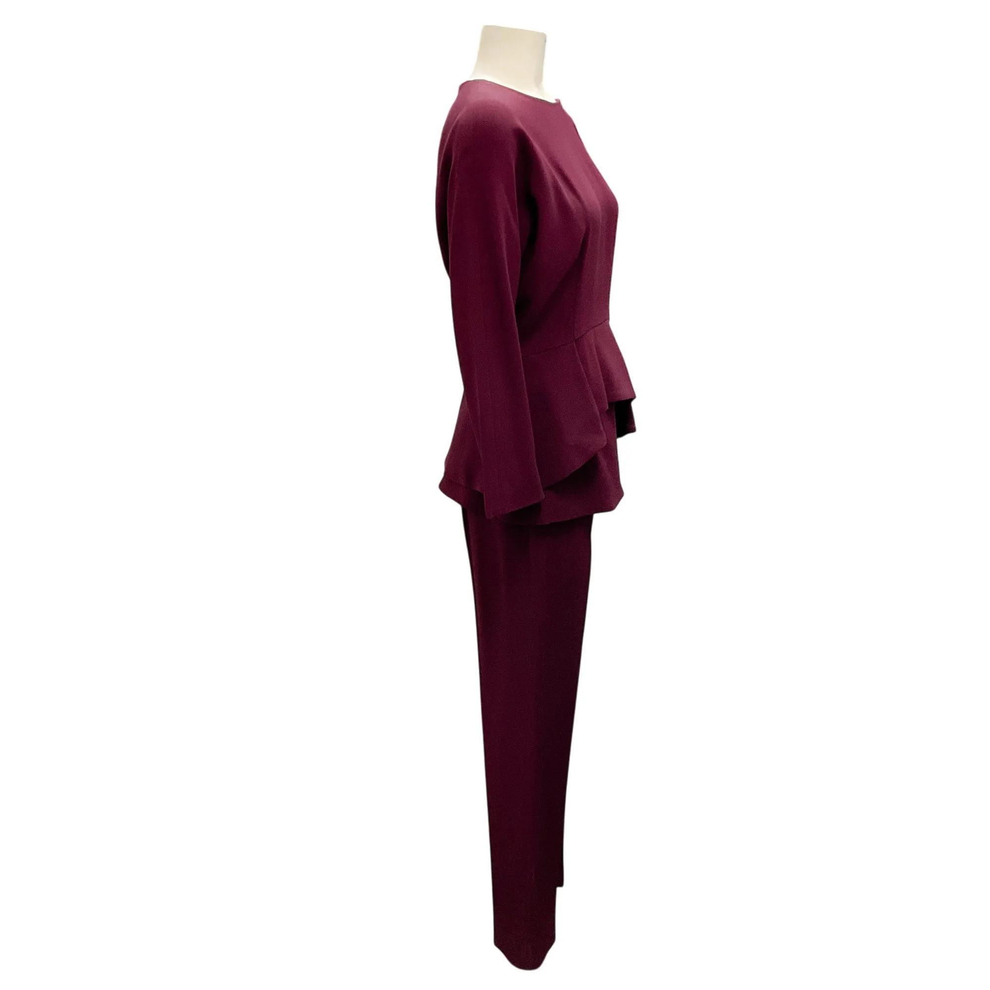 Elie Saab Plum Crepe Blouse and Pants Two-Piece Set