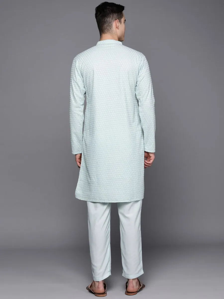 Ethnic Motifs Embroidered Chikankari Kurta with Trousers