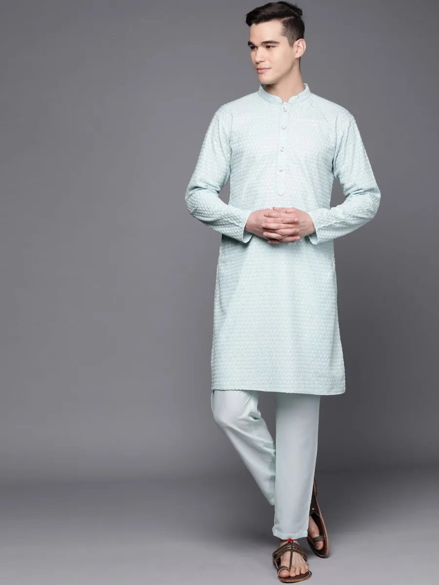 Ethnic Motifs Embroidered Chikankari Kurta with Trousers