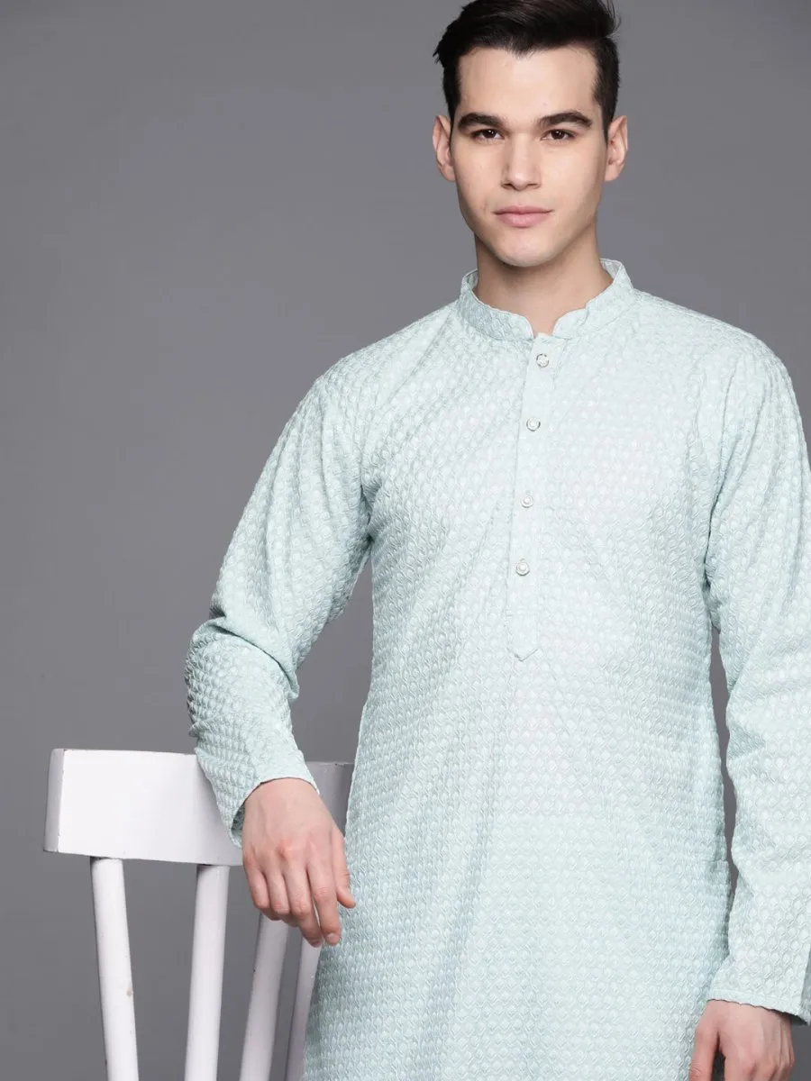 Ethnic Motifs Embroidered Chikankari Kurta with Trousers